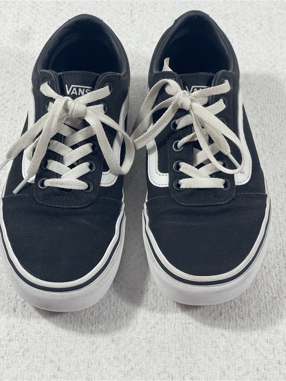 Vans Black and White Low-Top Lace-Up Sneakers